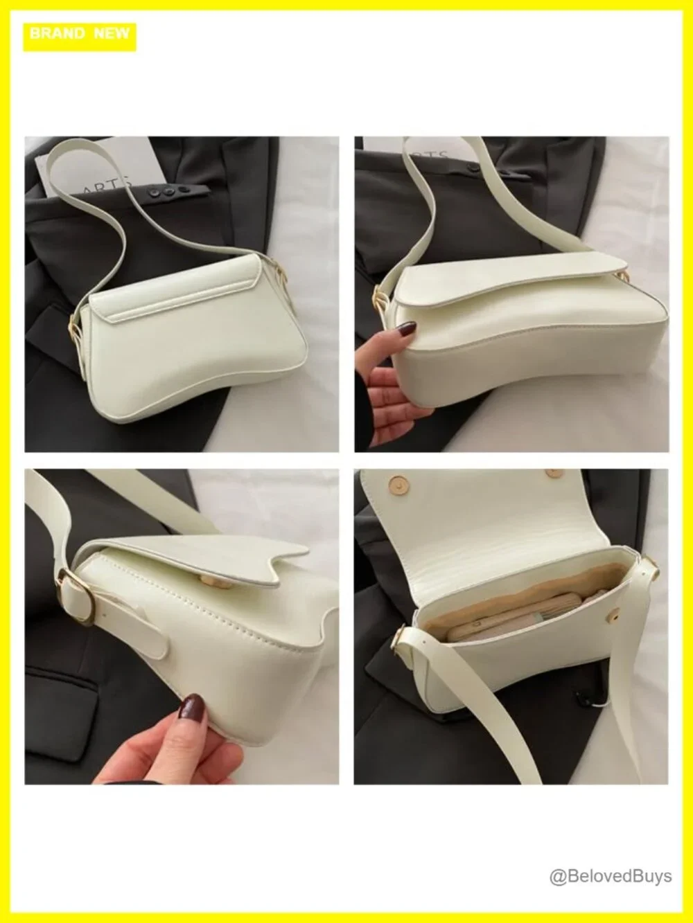 Vegetarian Leather Handbag, Shoulder Bag with Magnetic Buckle